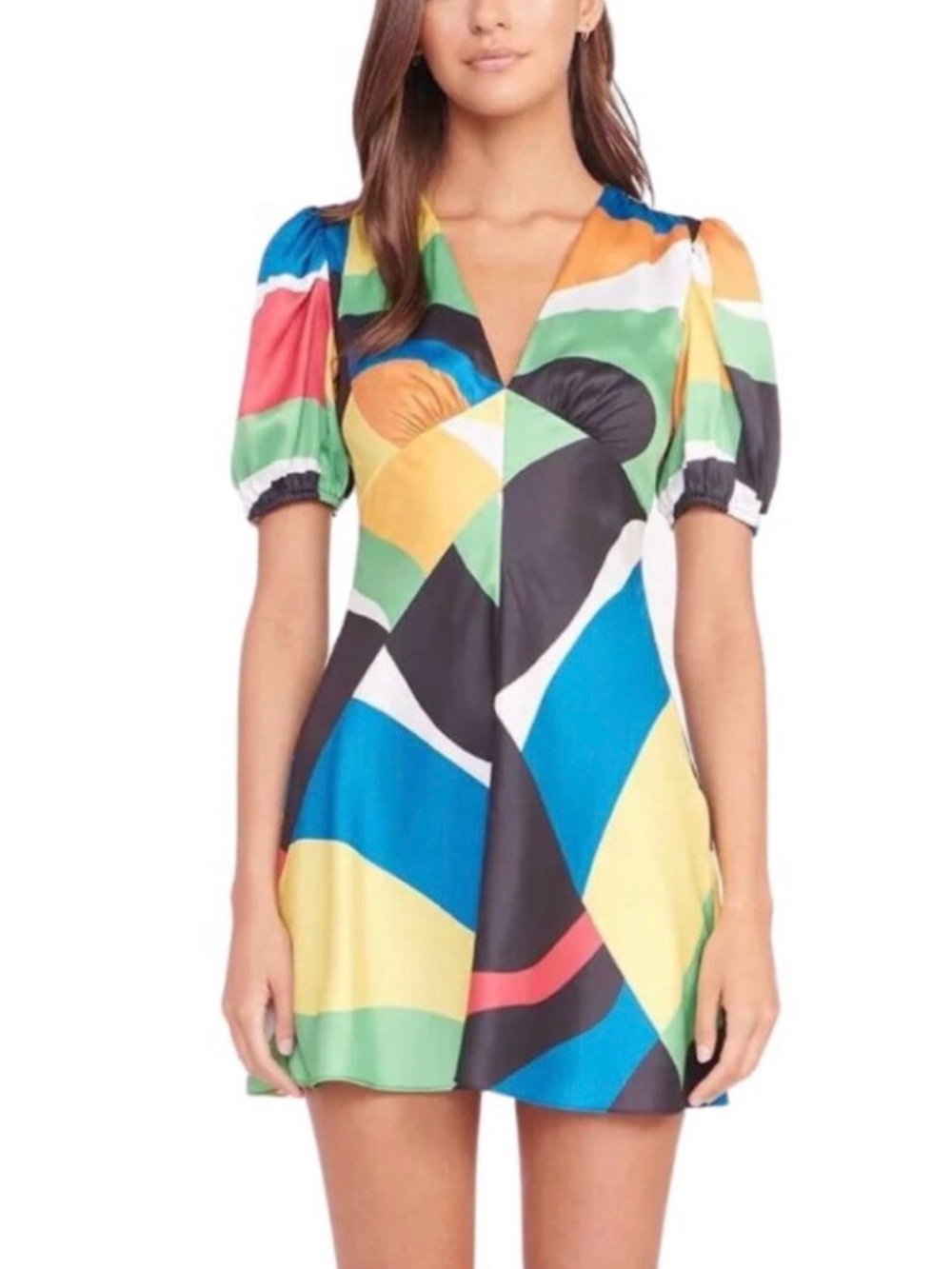 STAUD Mini Milla Dress – Marble Wave Print – Size 4
